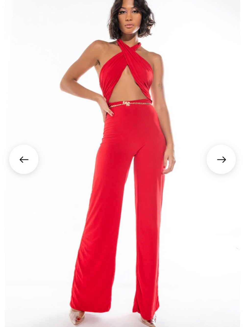 NWT Akira - My All Wide Leg Jumpsuit Red Size XS